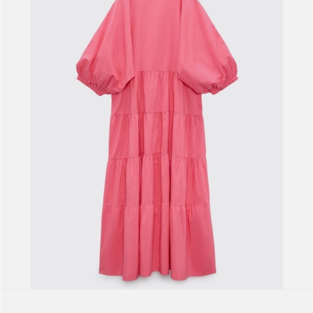 NWT Zara Coral Tiered Maxi Dress - Picture 3 of 6
